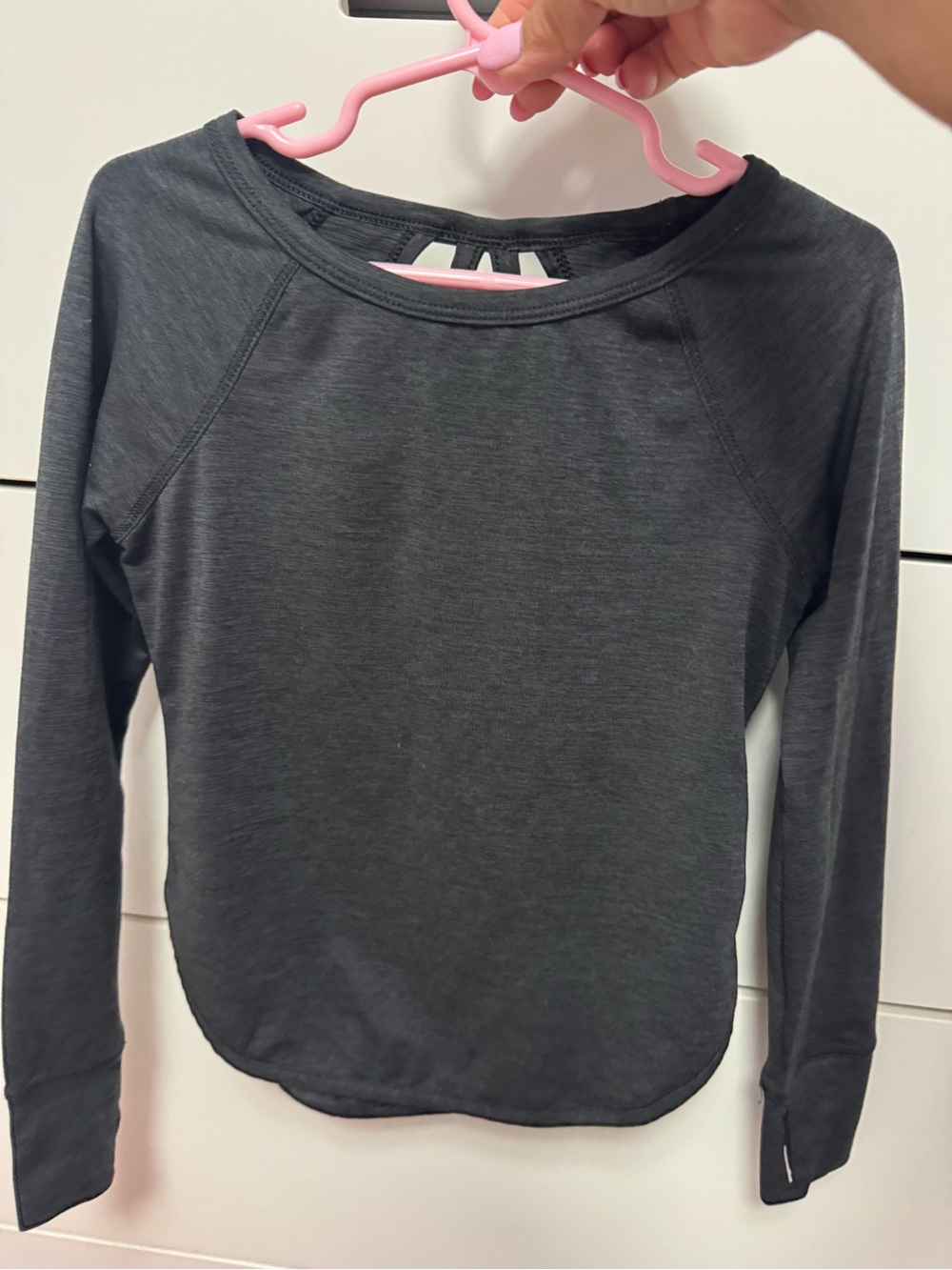 DSG Girls' Long-Sleeve Crewneck Top - Charcoal Gray